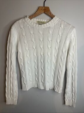 Eddie Bauer Ivory Cable Crewneck Sweater